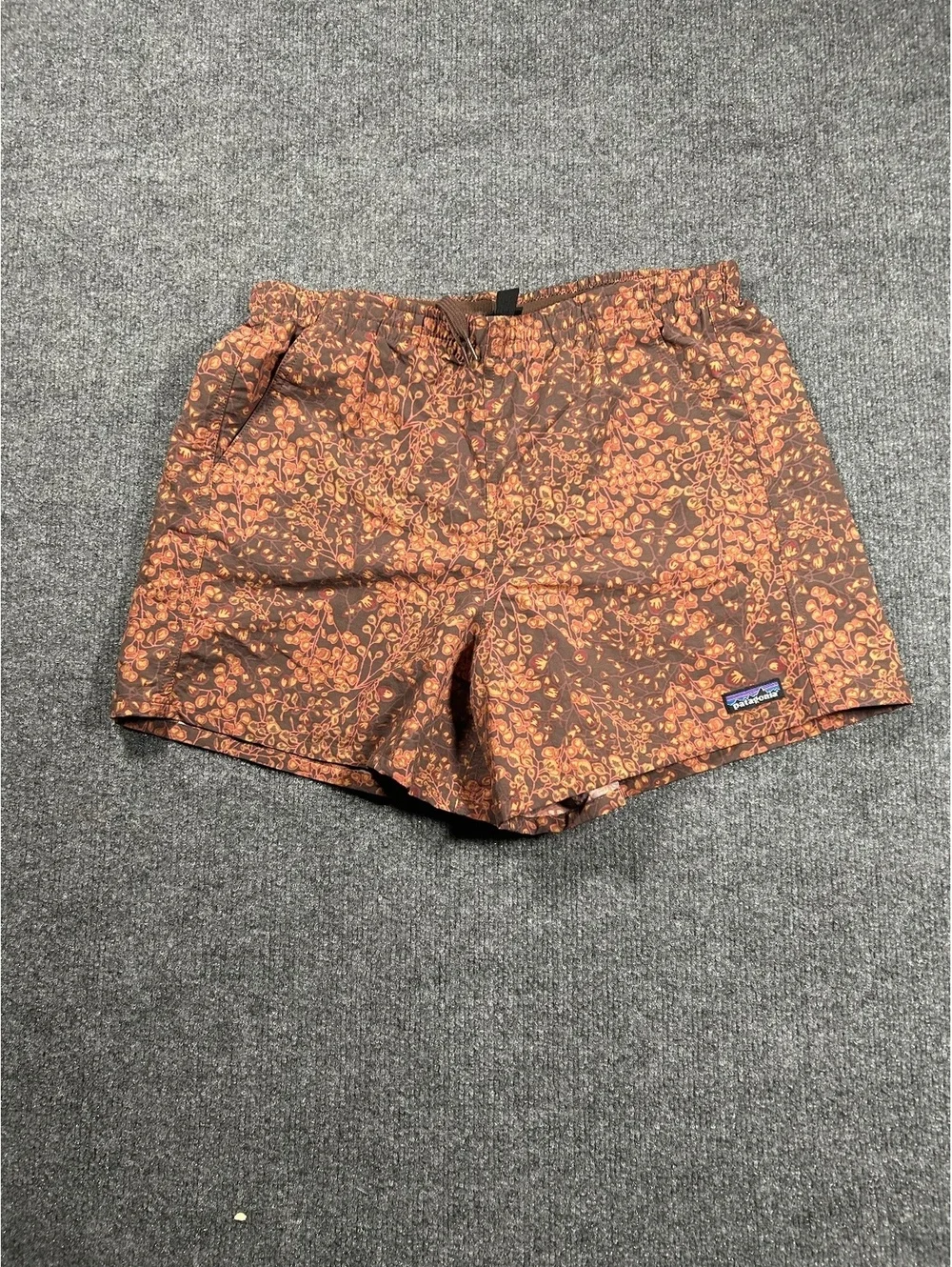 Patagonia Recycled Fishing Nets Brown Floral Swim Shorts Size M